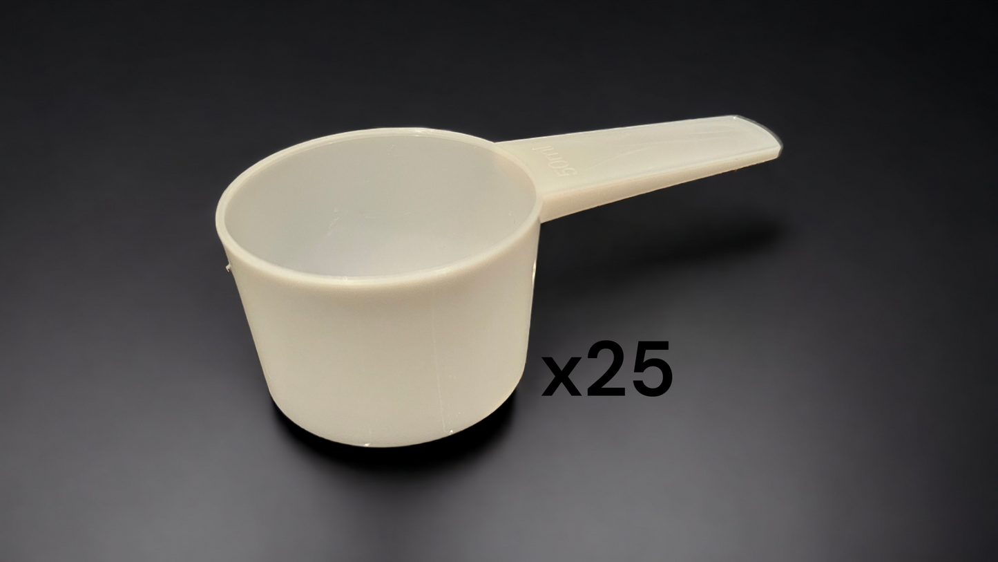 Brand New Plastic Measuring Spoon - 25g / 50ml Scoop (25 Pack